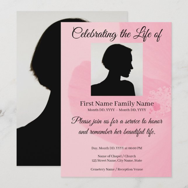 Hibiscus memorial invitation (Front/Back)
