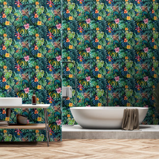 Hibiscus Monstera Jungle Wallpaper