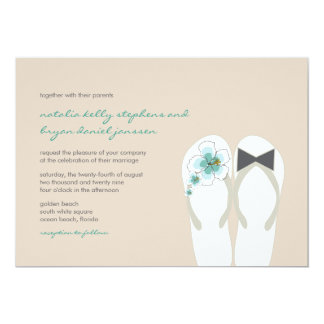 Hibiscus Mr & Mrs Flip Flops Beach Wedding Invite