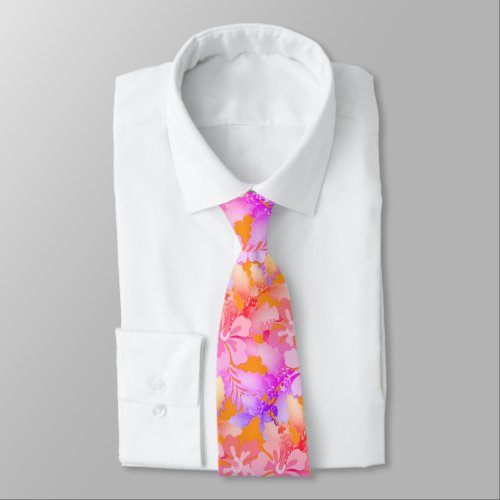 Hibiscus n Holly Unisex Hawaiian Print Tie