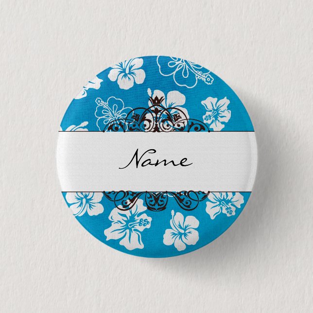 Hibiscus name here pinback button (Front)