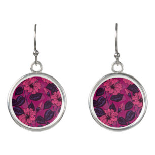 Hibiscus night earrings