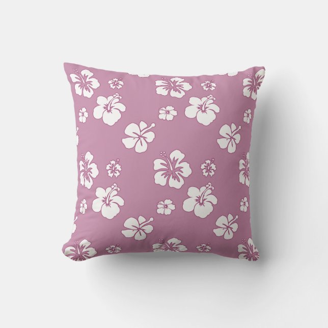 Hibiscus Oleander Pink and White Throw Pillow (Front)