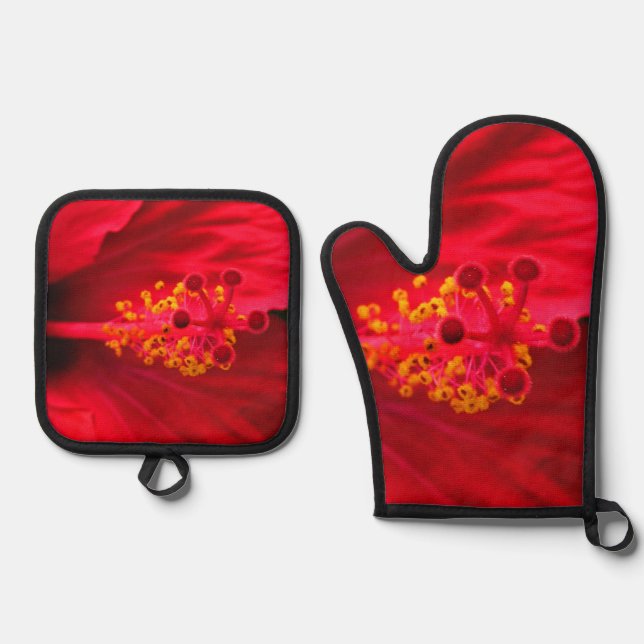 Hibiscus Oven Mitt & Pot Holder Set (Front)