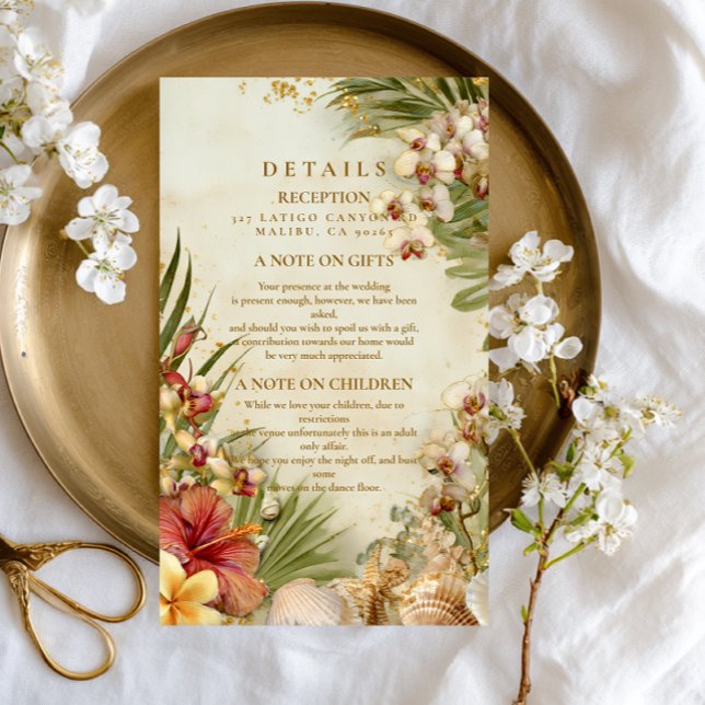 Hibiscus Palm Destination Wedding Enclosure Card (Creator Uploaded)