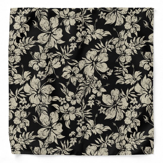 Hibiscus Pareau Distressed Hawaiian Bandana (Front)