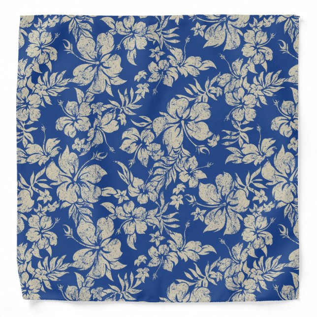 Hibiscus Pareau Distressed Hawaiian Bandana (Front)