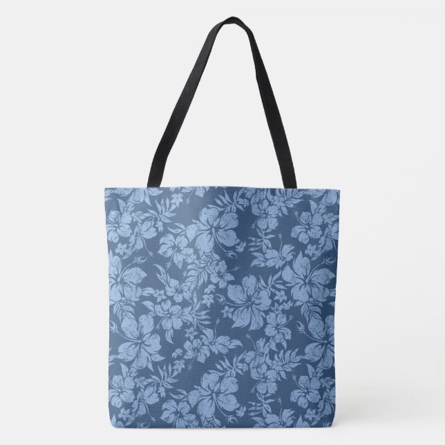 Hibiscus Pareau Distressed Hawaiian Beach Bag (Front)