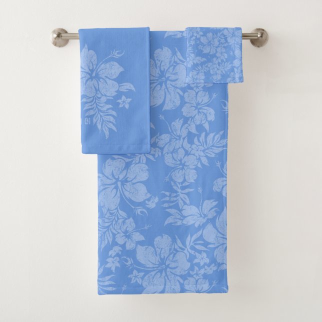 Hibiscus Pareau Distressed Hawaiian Coordinates Bath Towel Set (Insitu)