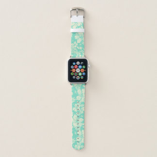 Hibiscus Pareau Distressed Hawaiian Floral- Mint Apple Watch Band