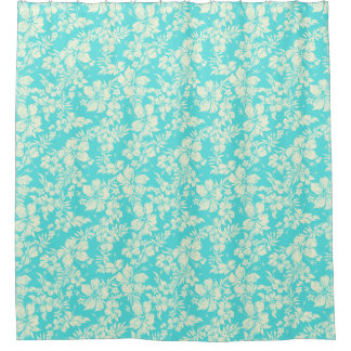Hibiscus Pareau Distressed Hawaiian Floral Shower Curtain