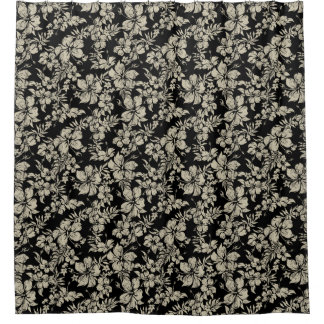 Hibiscus Pareau Distressed Hawaiian Floral Shower Curtain