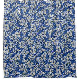 Hibiscus Pareau Distressed Hawaiian Floral Shower Curtain
