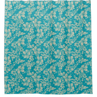 Hibiscus Pareau Distressed Hawaiian Floral Shower Curtain