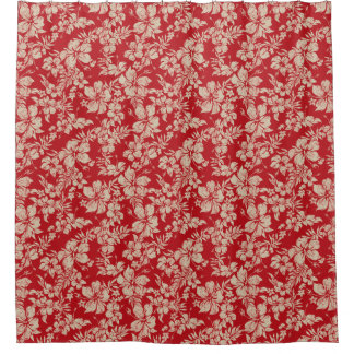 Hibiscus Pareau Distressed Hawaiian Floral Shower Curtain