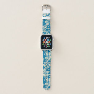 Hibiscus Pareau Distressed Hawaiian Floral- Teal Apple Watch Band