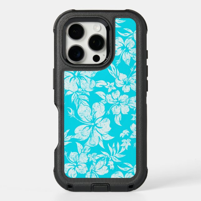 Hibiscus Pareau Distressed Hawaiian Otterbox iPhone Case (Back)