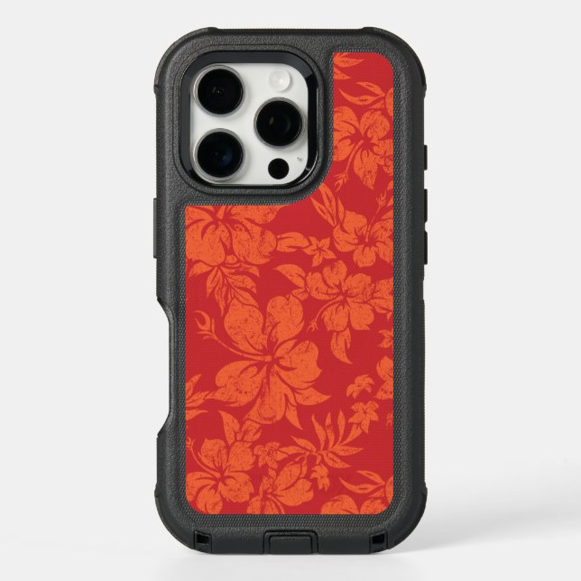 Hibiscus Pareau Distressed Hawaiian Otterbox iPhone Case (Back)