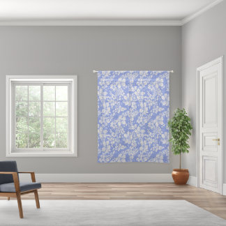 Hibiscus Pareau Distressed Hawaiian Periwinkle Sheer Curtains