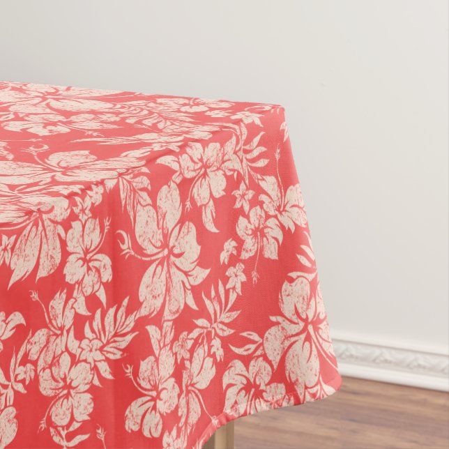Hibiscus Pareau Distressed Hawaiian Tablecloth (In Situ)
