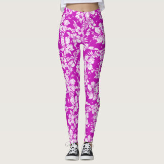 Hibiscus Pareau Distressed Hawaiian Tropical Leggings