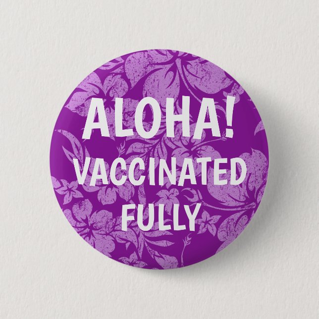 Hibiscus Pareau Distressed Hawaiian Vaccinated Button (Front)