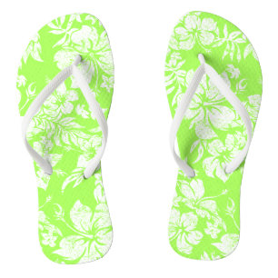 Hibiscus Pareau Distressed Vintage Hawaiian Flip Flops