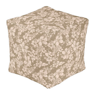 Hibiscus Pareau Hawaiian Floral Aloha Shirt Print Pouf