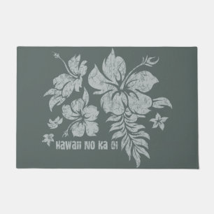 Hibiscus Pareau Hawaiian Floral Gray Doormat