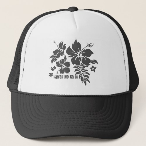 Hibiscus Pareau Hawaiian Floral in Gray for Hats