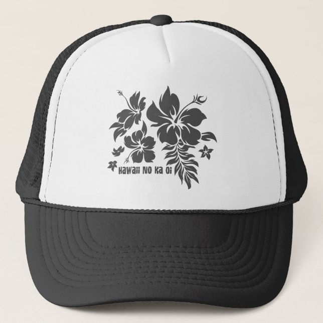 Hibiscus Pareau Hawaiian Floral in Gray for Hats (Front)
