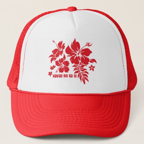 Hibiscus Pareau Hawaiian Floral in Red for Hats