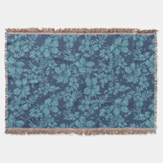 Hibiscus Pareau Hawaiian Floral Throw Blanket (Front)
