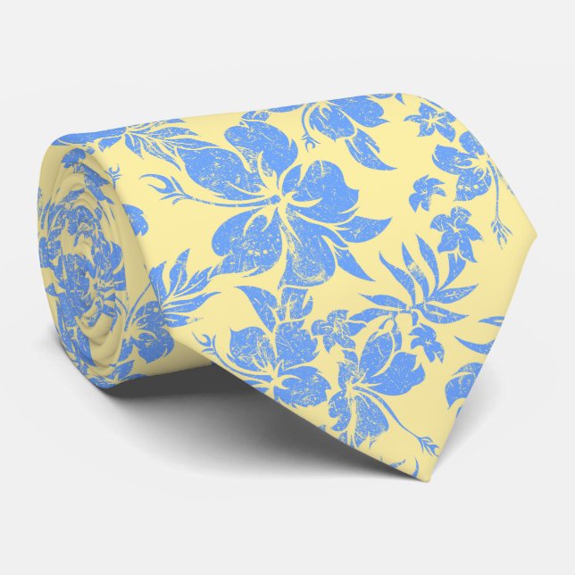 Hibiscus Pareau Hawaiian Floral Two-sided Printed Tie (Rolled)