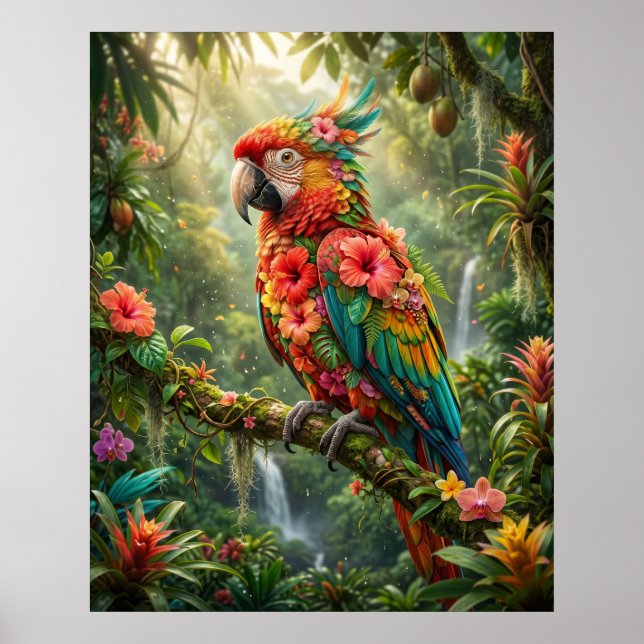 Hibiscus Parrot Tropic Glow Poster (Front)
