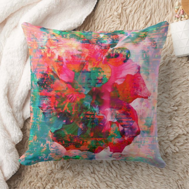 Hibiscus Patch Decorative Throw Pillow (Blanket)