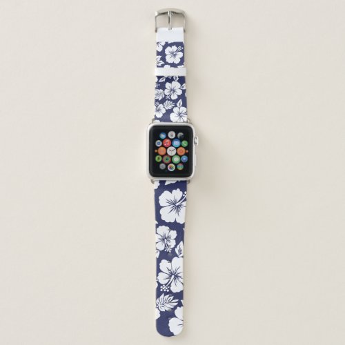 Hibiscus pattern apple watch band