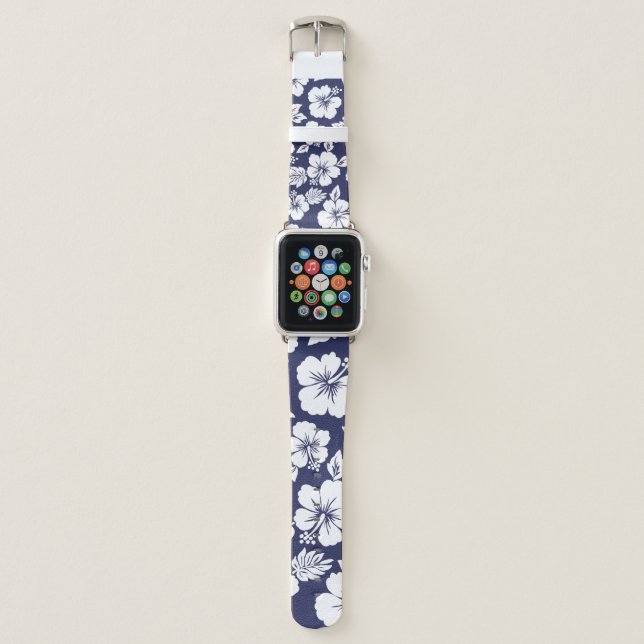 Hibiscus pattern apple watch band (Front)