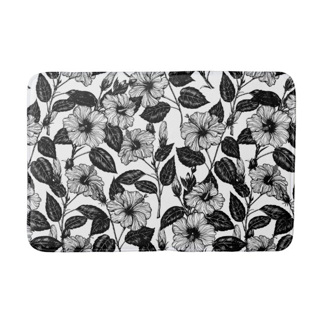 Hibiscus pattern bath mat (Front)