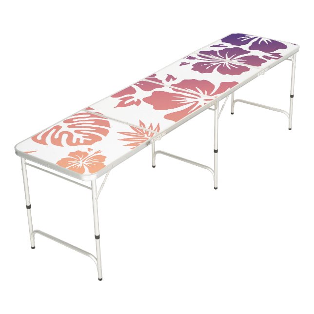 Hibiscus Pattern Beer Pong Table (Angled)