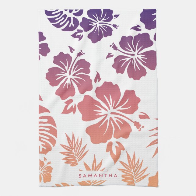 Hibiscus Pattern Kitchen Towel (Vertical)