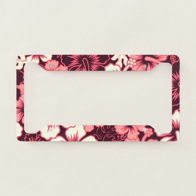 Hibiscus Pattern License Plate Frame (Front)