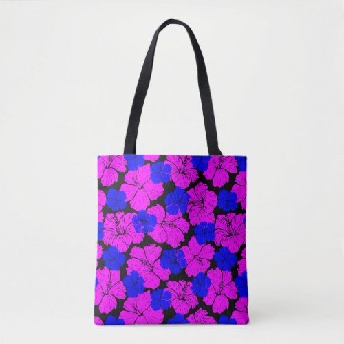 Hibiscus pattern _ magenta  blue Case_Mate iPhone Tote Bag