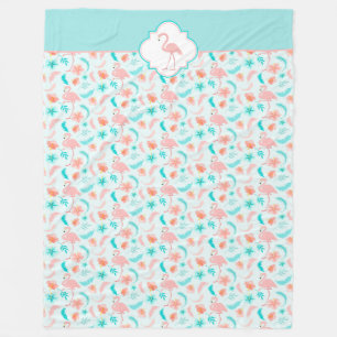 Hibiscus Pattern Pink Flamingo Fleece Blanket