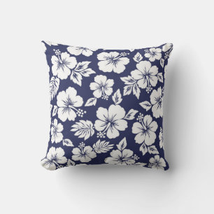 Hibiscus pattern throw pillow