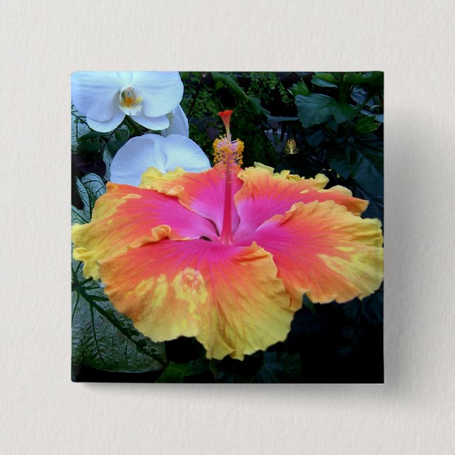 hibiscus pinback button (Front)