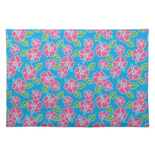 Hibiscus Pink Blue Placemat