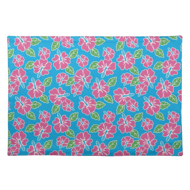 Hibiscus Pink Blue Placemat (Front)