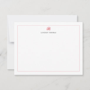 Hibiscus Pink Border Personalized Stationery Note Card