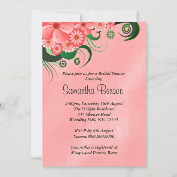 Hibiscus Pink Floral Wedding Bridal Shower Invites by sunnymars at Zazzle
